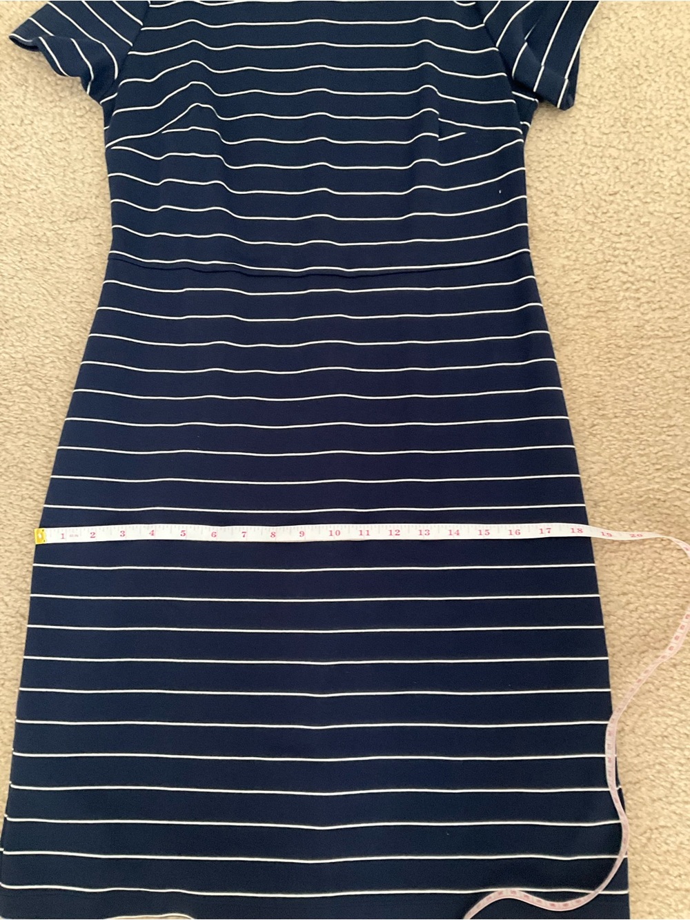 New Old Blue and White Striped Dress Slim Mini Cap Sleeves M Free Shipping